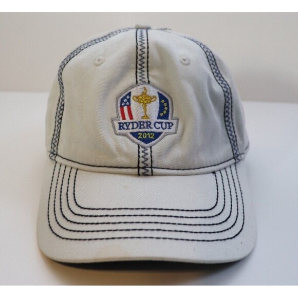 PGA Mens‎ Golf Hat Tournament 2012 Ryder Cup Tan Adjustable Strapback Medinah - Picture 1 of 8